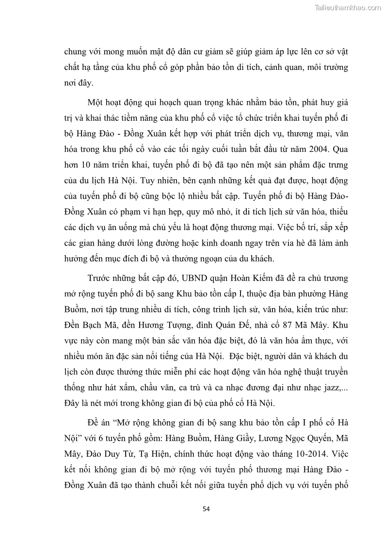 Luận văn thạc sĩ du lịch Nghiên cứu công tác quản lý nhà nước về du lịch ở khu vực phố cổ Hà Nội - 5 Trang 56