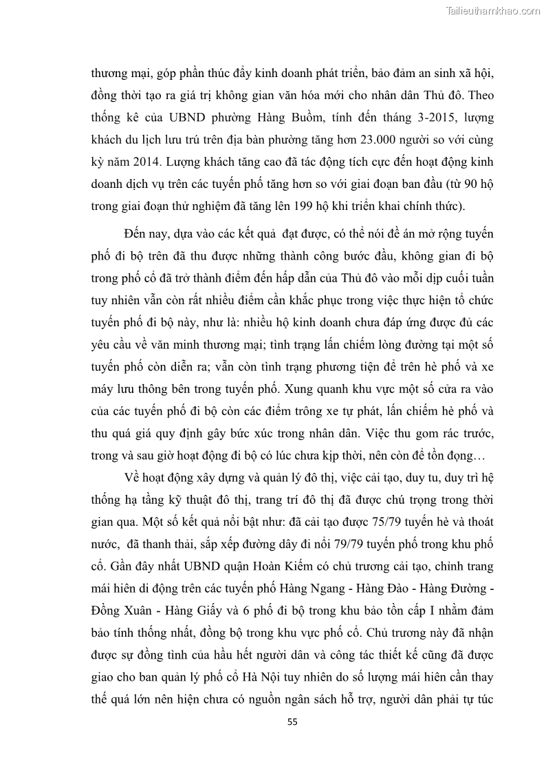 Luận văn thạc sĩ du lịch Nghiên cứu công tác quản lý nhà nước về du lịch ở khu vực phố cổ Hà Nội - 5 Trang 57