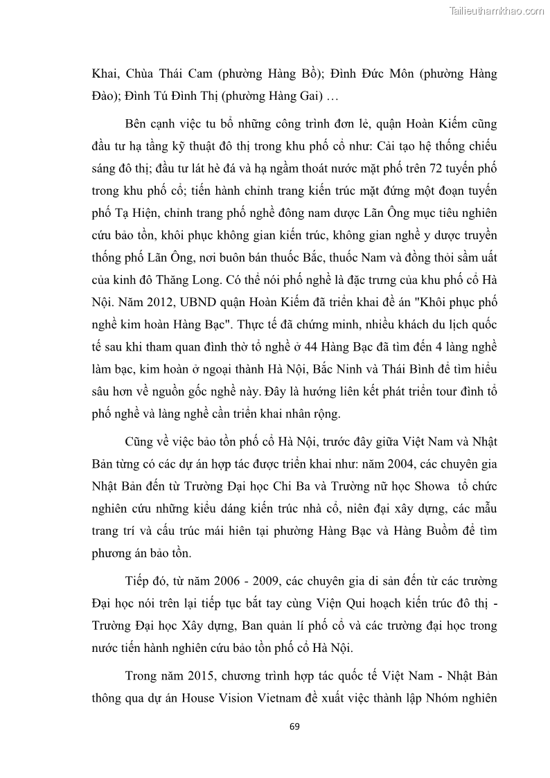 Luận văn thạc sĩ du lịch Nghiên cứu công tác quản lý nhà nước về du lịch ở khu vực phố cổ Hà Nội - 6 Trang 71