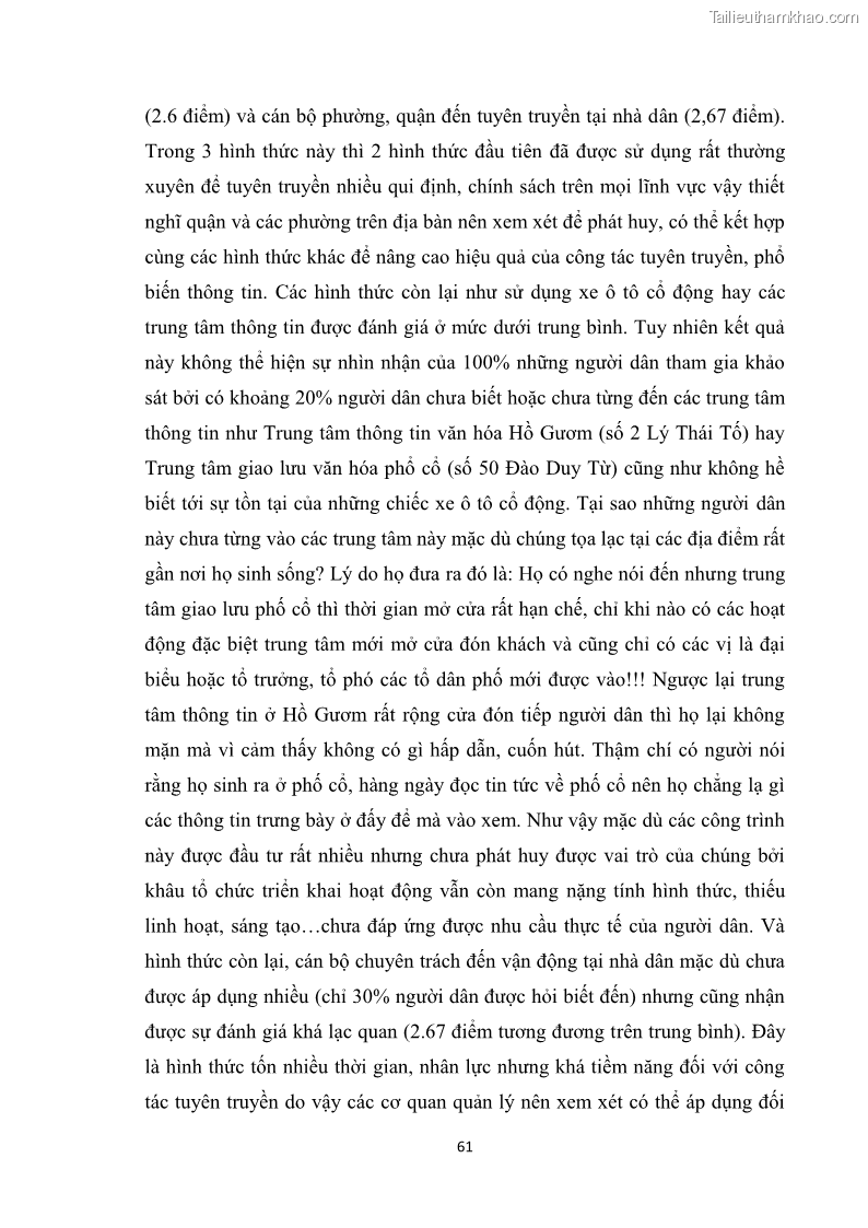 Luận văn thạc sĩ du lịch Nghiên cứu công tác quản lý nhà nước về du lịch ở khu vực phố cổ Hà Nội - 6 Trang 63