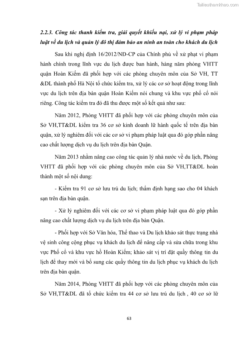 Luận văn thạc sĩ du lịch Nghiên cứu công tác quản lý nhà nước về du lịch ở khu vực phố cổ Hà Nội - 6 Trang 65