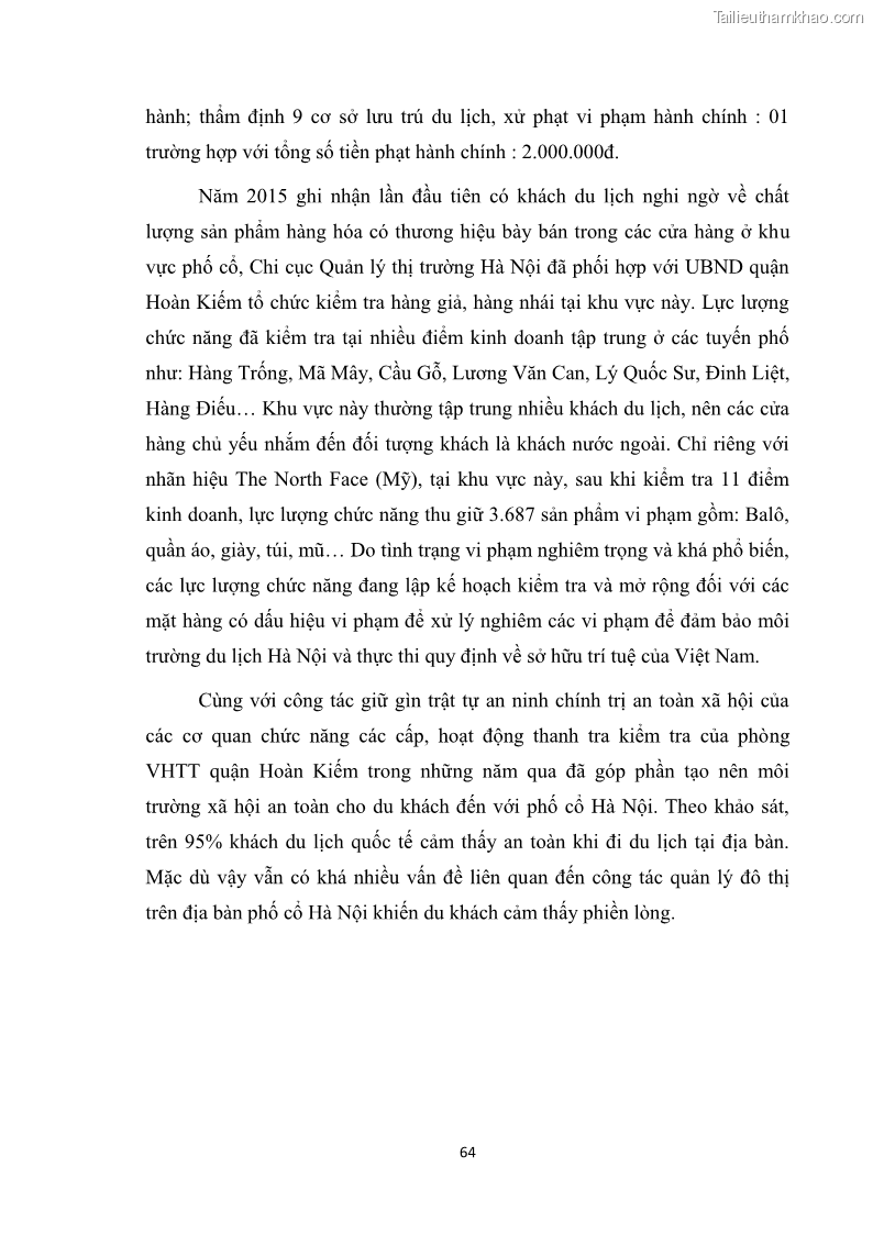 Luận văn thạc sĩ du lịch Nghiên cứu công tác quản lý nhà nước về du lịch ở khu vực phố cổ Hà Nội - 6 Trang 66