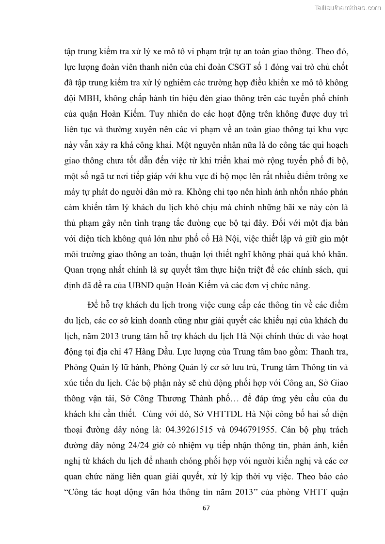 Luận văn thạc sĩ du lịch Nghiên cứu công tác quản lý nhà nước về du lịch ở khu vực phố cổ Hà Nội - 6 Trang 69