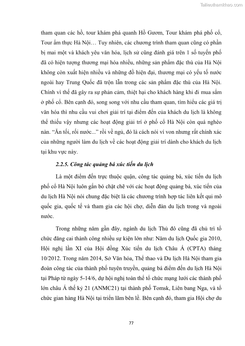 Luận văn thạc sĩ du lịch Nghiên cứu công tác quản lý nhà nước về du lịch ở khu vực phố cổ Hà Nội - 7 Trang 79