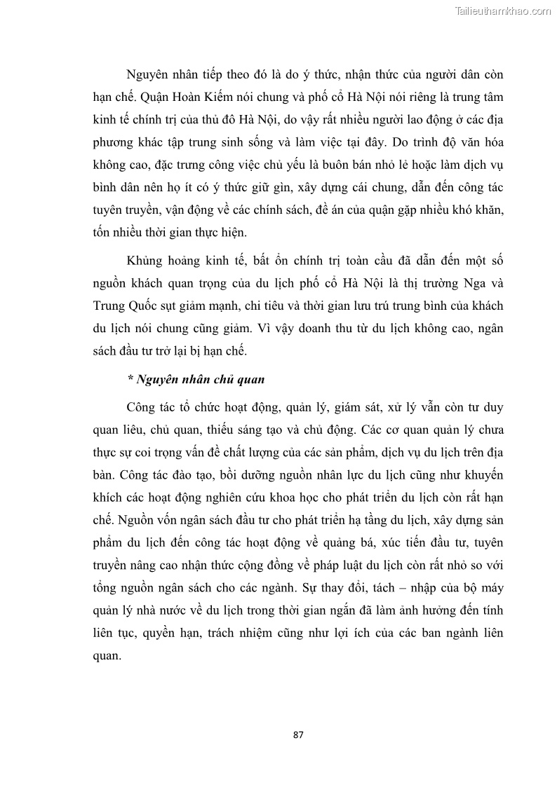 Luận văn thạc sĩ du lịch Nghiên cứu công tác quản lý nhà nước về du lịch ở khu vực phố cổ Hà Nội - 8 Trang 89