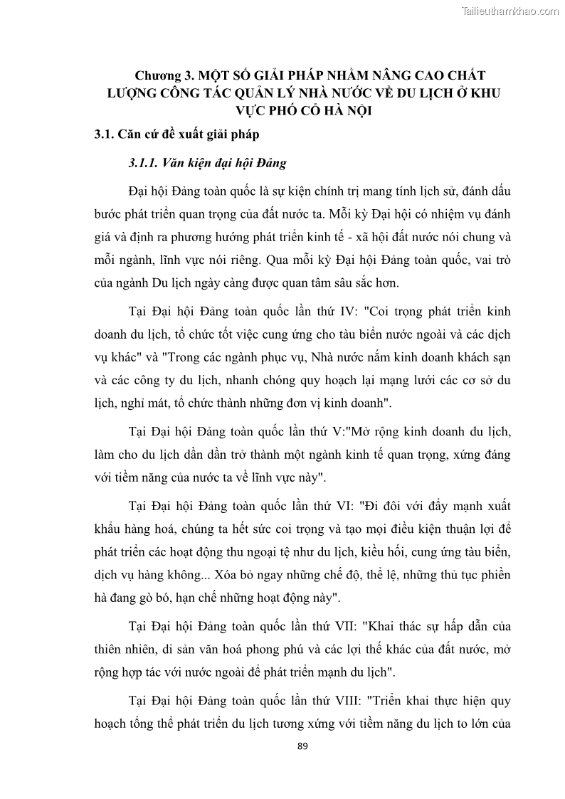 Luận văn thạc sĩ du lịch Nghiên cứu công tác quản lý nhà nước về du lịch ở khu vực phố cổ Hà Nội - 8 Trang 91