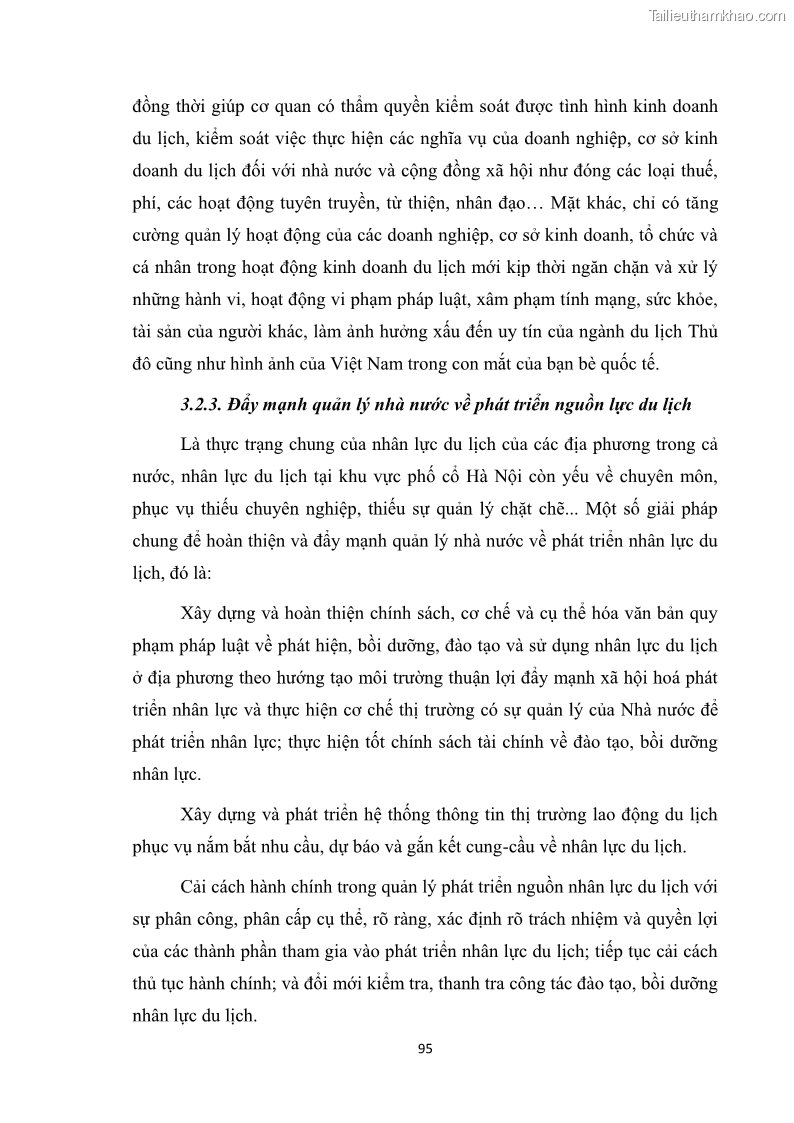 Luận văn thạc sĩ du lịch Nghiên cứu công tác quản lý nhà nước về du lịch ở khu vực phố cổ Hà Nội - 9 Trang 97