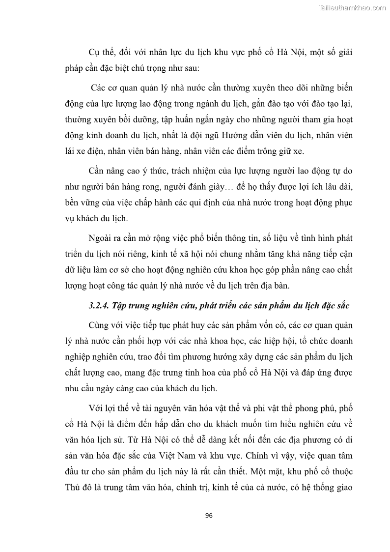 Luận văn thạc sĩ du lịch Nghiên cứu công tác quản lý nhà nước về du lịch ở khu vực phố cổ Hà Nội - 9 Trang 98