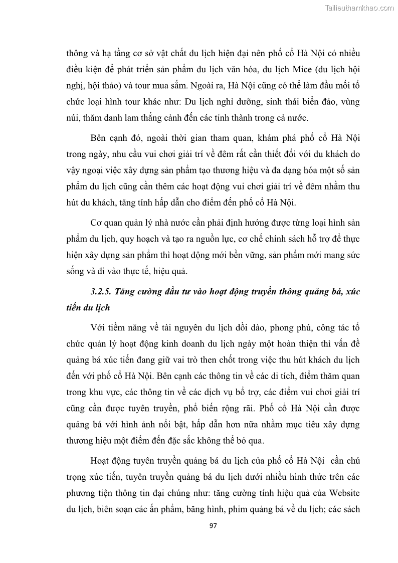 Luận văn thạc sĩ du lịch Nghiên cứu công tác quản lý nhà nước về du lịch ở khu vực phố cổ Hà Nội - 9 Trang 99