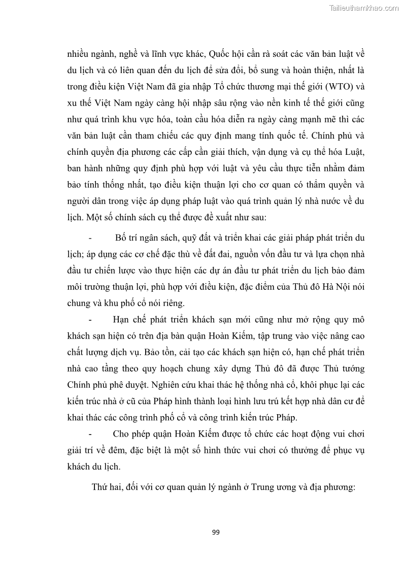 Luận văn thạc sĩ du lịch Nghiên cứu công tác quản lý nhà nước về du lịch ở khu vực phố cổ Hà Nội - 9 Trang 101