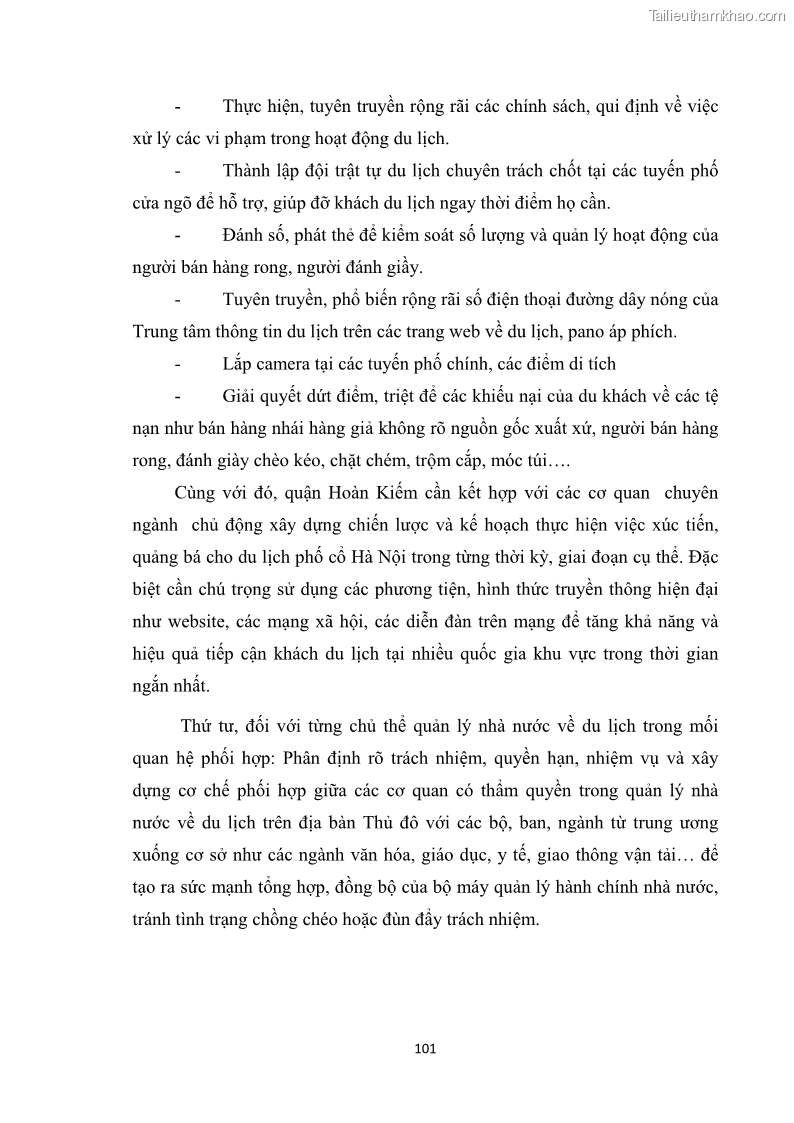 Luận văn thạc sĩ du lịch Nghiên cứu công tác quản lý nhà nước về du lịch ở khu vực phố cổ Hà Nội - 9 Trang 103