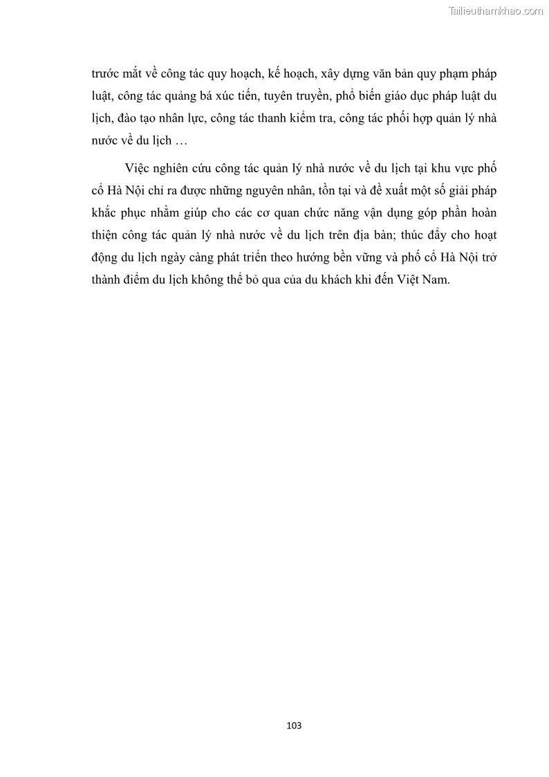 Luận văn thạc sĩ du lịch Nghiên cứu công tác quản lý nhà nước về du lịch ở khu vực phố cổ Hà Nội - 9 Trang 105