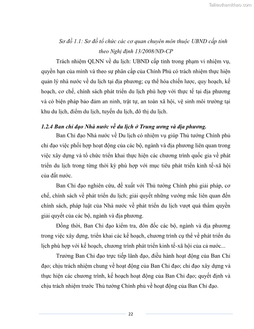 Luận văn Thạc sĩ Du lịch Nghiên cứu công tác quản lý nhà nước về du lịch của tỉnh Bắc Ninh - 2 Trang 22