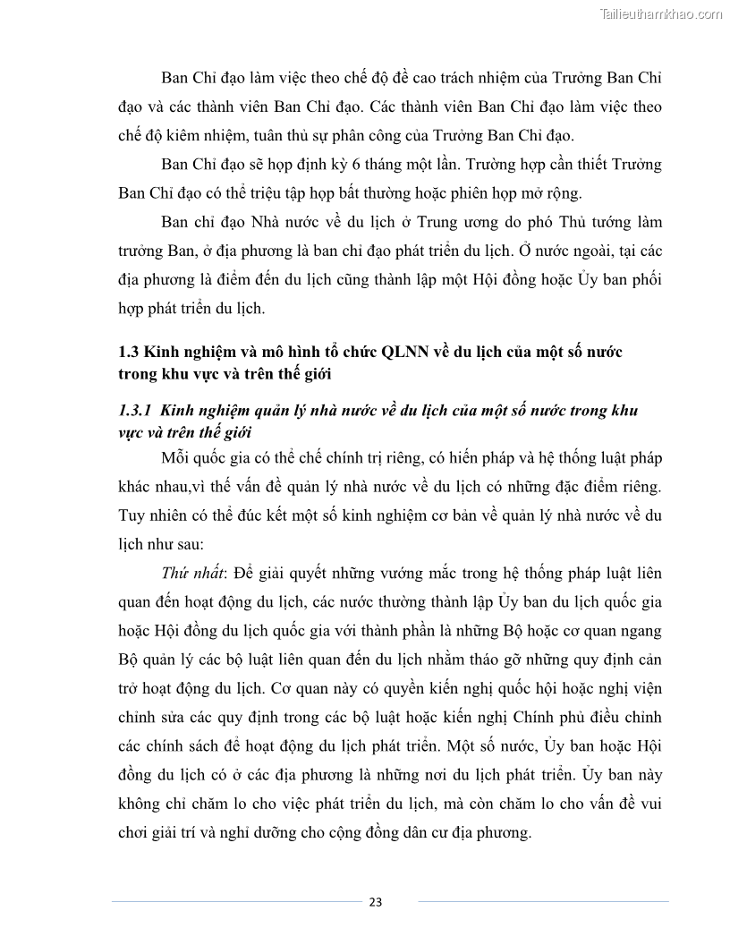Luận văn Thạc sĩ Du lịch Nghiên cứu công tác quản lý nhà nước về du lịch của tỉnh Bắc Ninh - 2 Trang 23