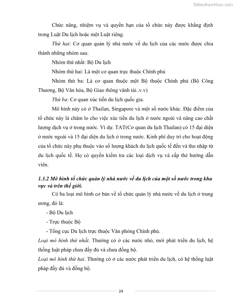Luận văn Thạc sĩ Du lịch Nghiên cứu công tác quản lý nhà nước về du lịch của tỉnh Bắc Ninh - 2 Trang 24