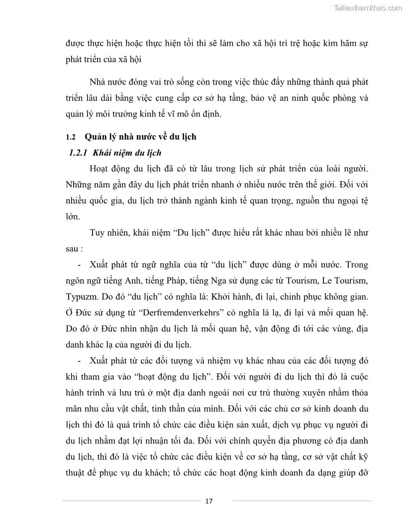 Luận văn Thạc sĩ Du lịch Nghiên cứu công tác quản lý nhà nước về du lịch của tỉnh Bắc Ninh - 2 Trang 17