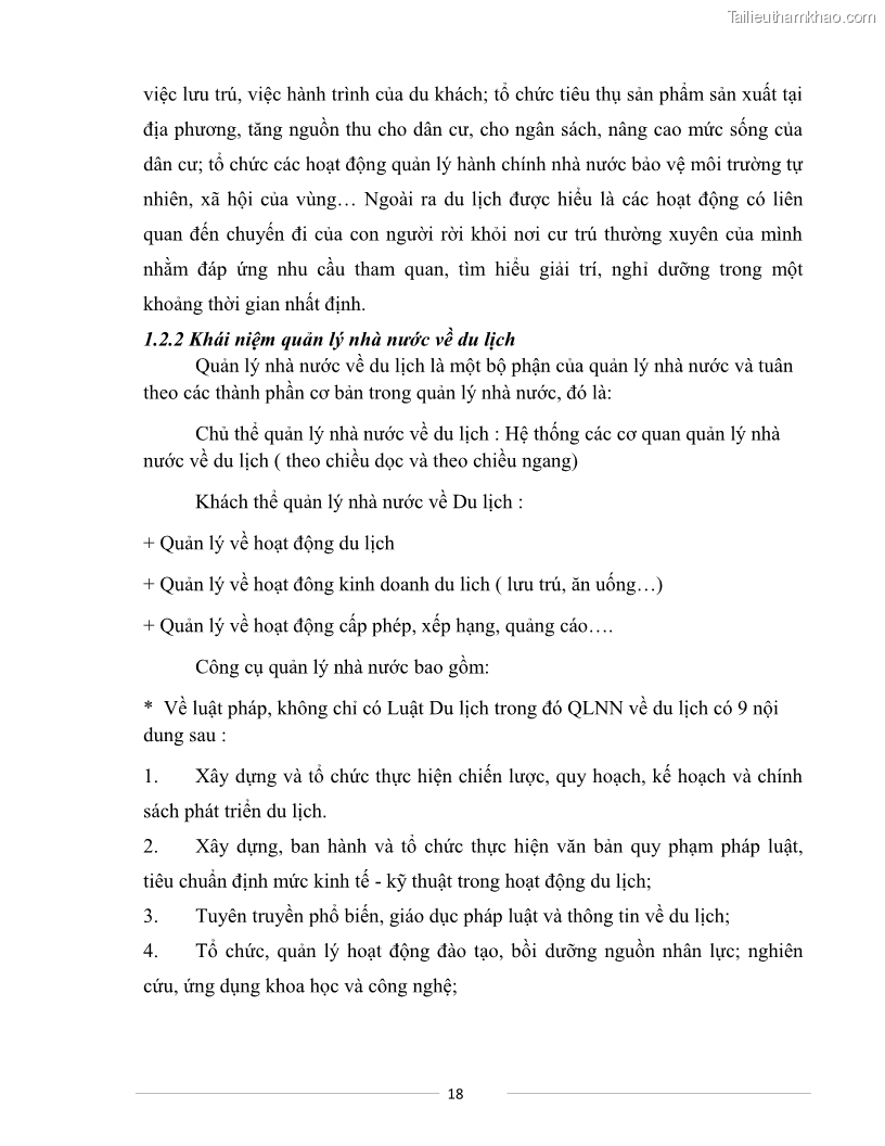 Luận văn Thạc sĩ Du lịch Nghiên cứu công tác quản lý nhà nước về du lịch của tỉnh Bắc Ninh - 2 Trang 18