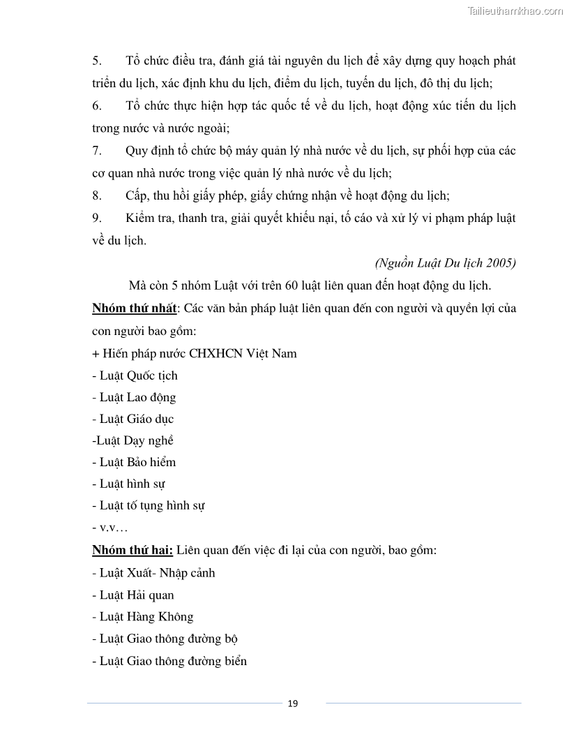 Luận văn Thạc sĩ Du lịch Nghiên cứu công tác quản lý nhà nước về du lịch của tỉnh Bắc Ninh - 2 Trang 19