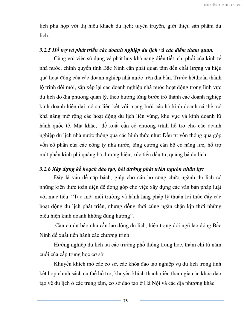 Luận văn Thạc sĩ Du lịch Nghiên cứu công tác quản lý nhà nước về du lịch của tỉnh Bắc Ninh - 7 Trang 75