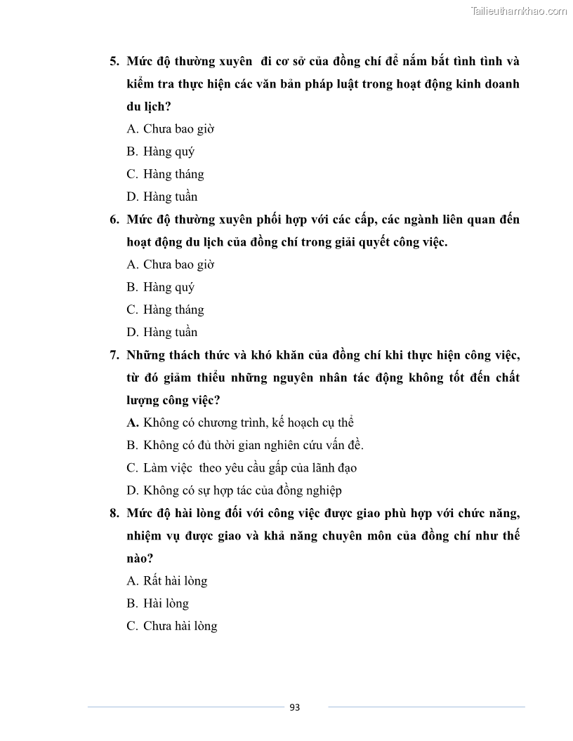 Luận văn Thạc sĩ Du lịch Nghiên cứu công tác quản lý nhà nước về du lịch của tỉnh Bắc Ninh - 8 Trang 93
