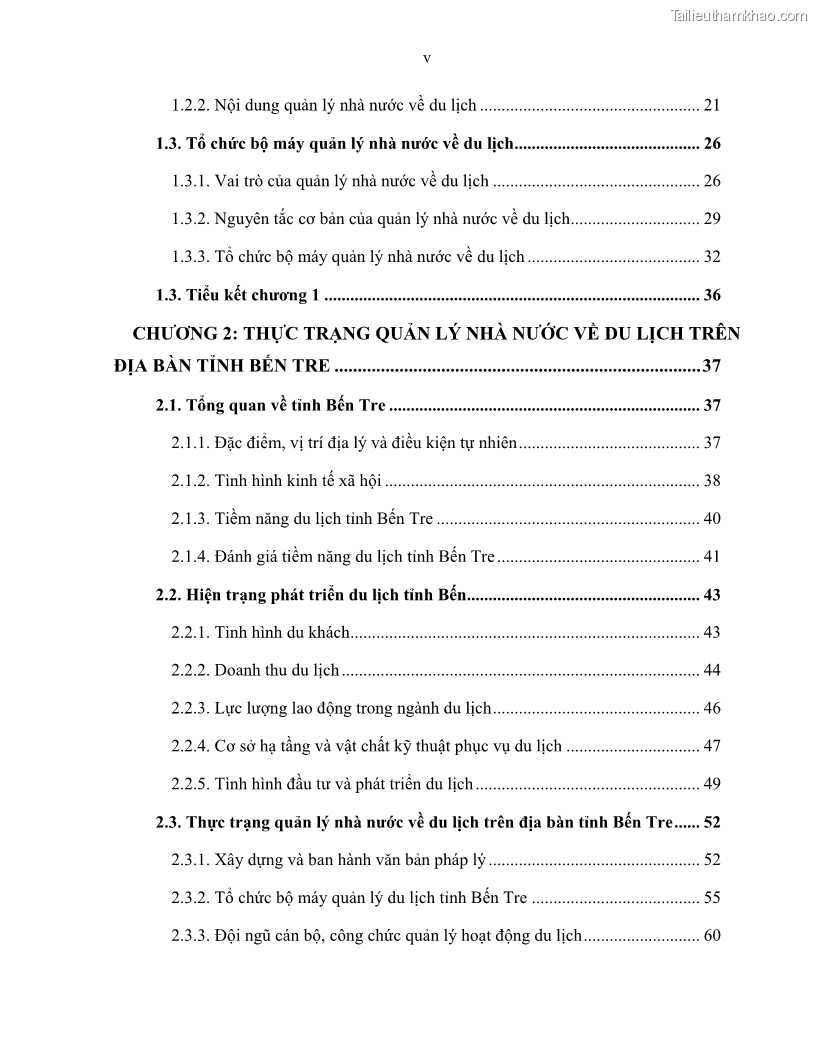Luận văn thạc sĩ quản lý công Quản lý nhà nước về du lịch trên địa bàn tỉnh Bến Tre - 1 Trang 7