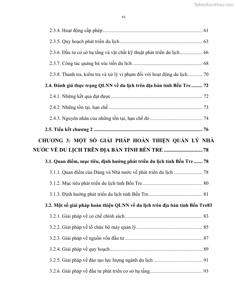 Luận văn thạc sĩ quản lý công Quản lý nhà nước về du lịch trên địa bàn tỉnh Bến Tre - 1 Trang 8