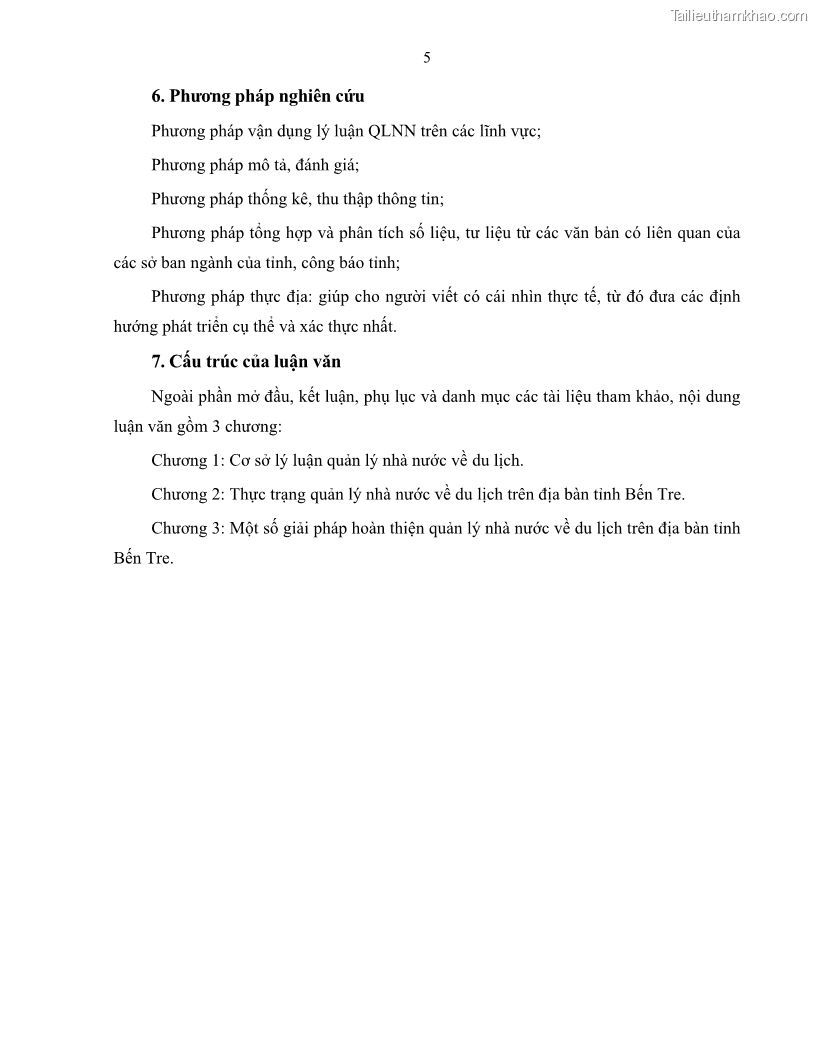 Luận văn thạc sĩ quản lý công Quản lý nhà nước về du lịch trên địa bàn tỉnh Bến Tre - 2 Trang 14