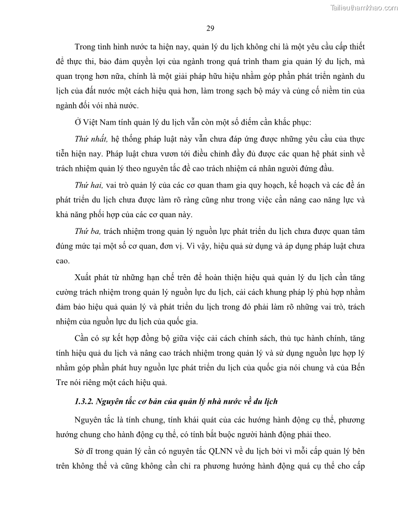 Luận văn thạc sĩ quản lý công Quản lý nhà nước về du lịch trên địa bàn tỉnh Bến Tre - 4 Trang 38