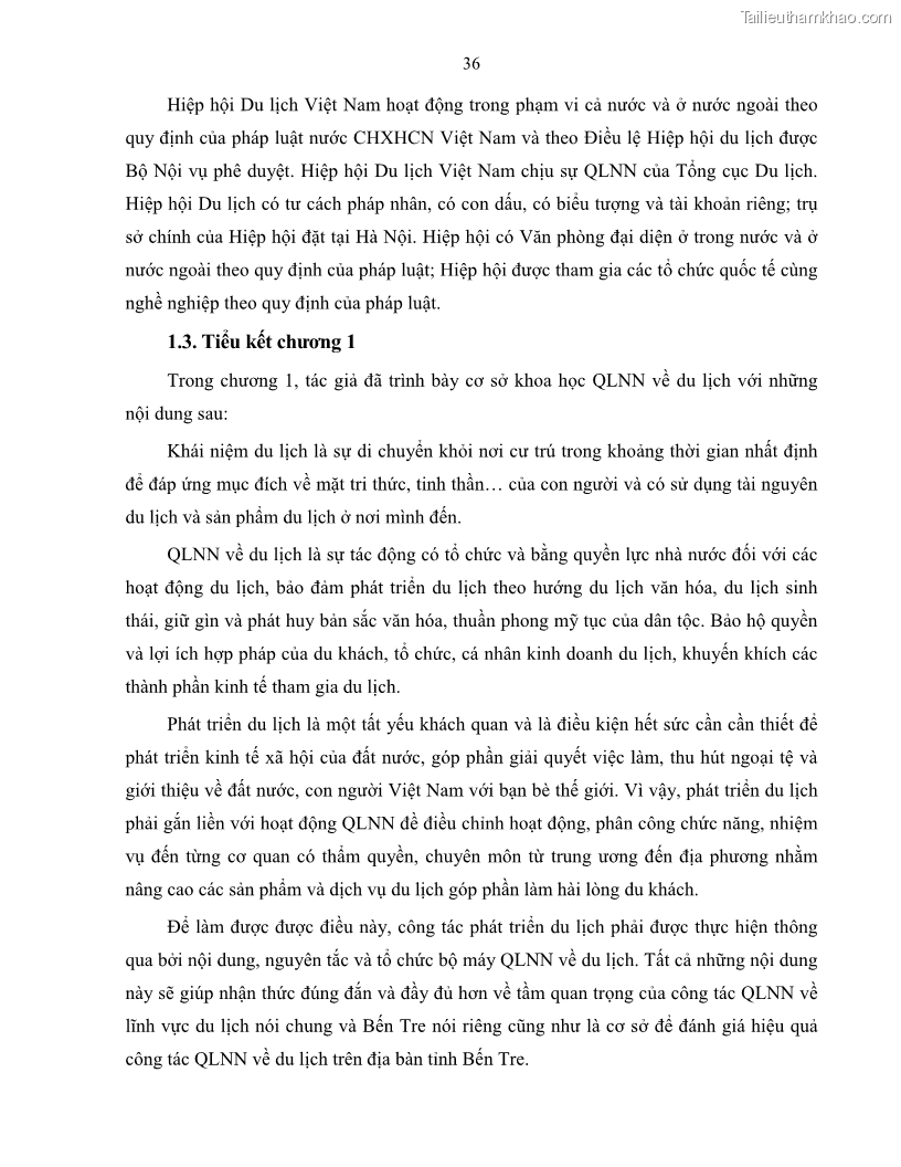 Luận văn thạc sĩ quản lý công Quản lý nhà nước về du lịch trên địa bàn tỉnh Bến Tre - 4 Trang 45
