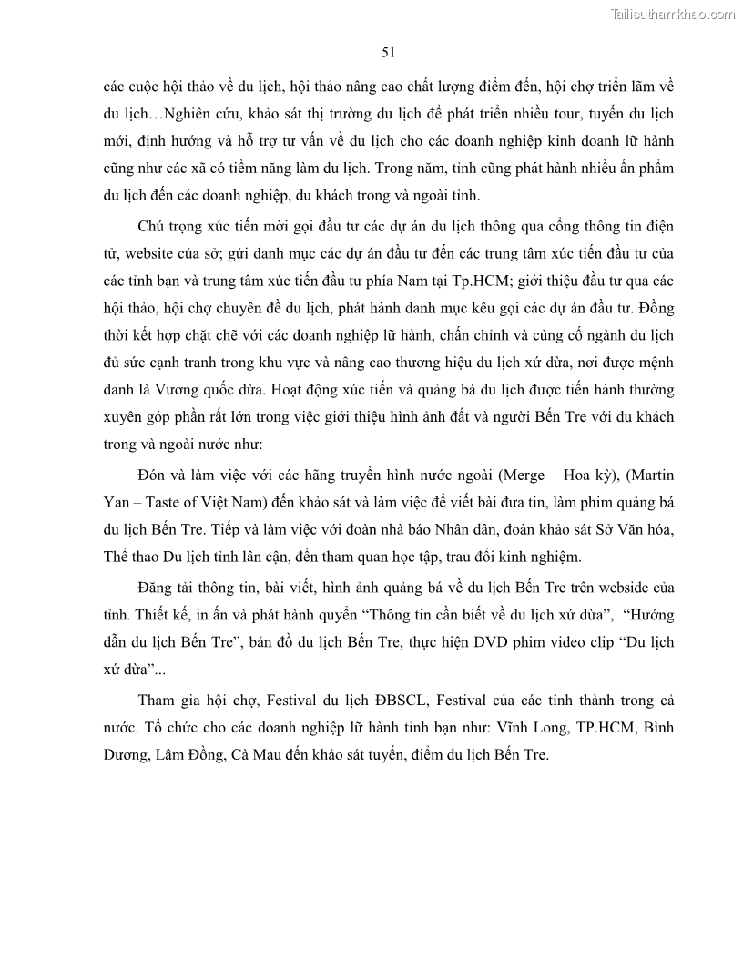 Luận văn thạc sĩ quản lý công Quản lý nhà nước về du lịch trên địa bàn tỉnh Bến Tre - 5 Trang 60