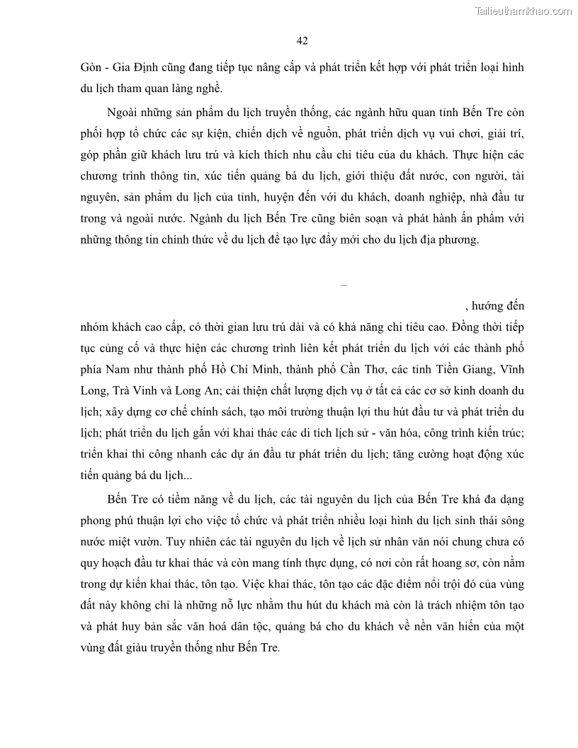 Luận văn thạc sĩ quản lý công Quản lý nhà nước về du lịch trên địa bàn tỉnh Bến Tre - 5 Trang 51