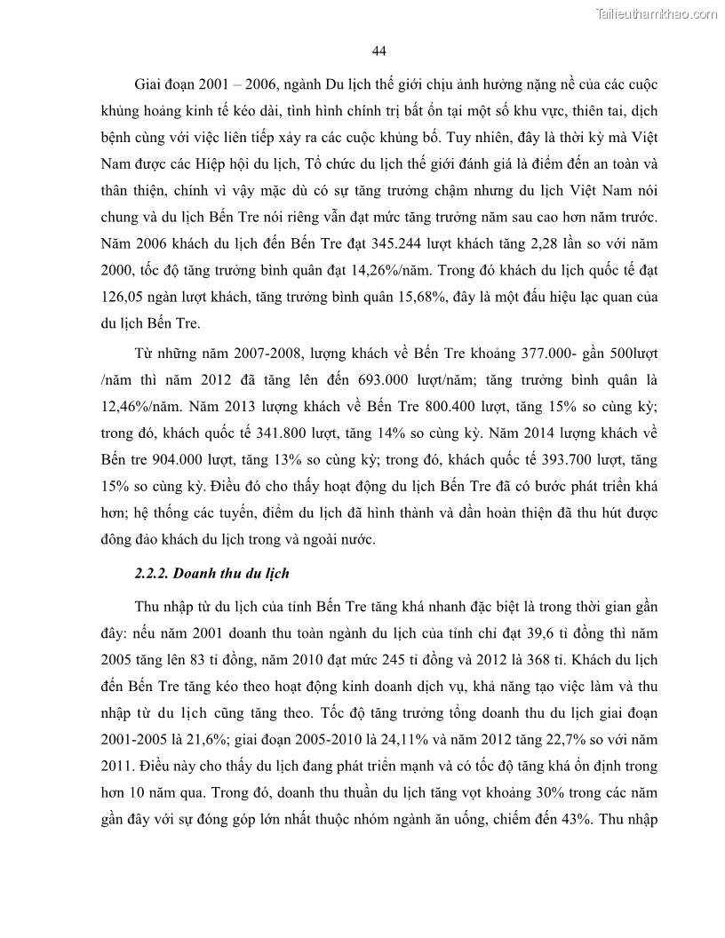 Luận văn thạc sĩ quản lý công Quản lý nhà nước về du lịch trên địa bàn tỉnh Bến Tre - 5 Trang 53