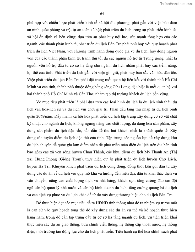Luận văn thạc sĩ quản lý công Quản lý nhà nước về du lịch trên địa bàn tỉnh Bến Tre - 6 Trang 71