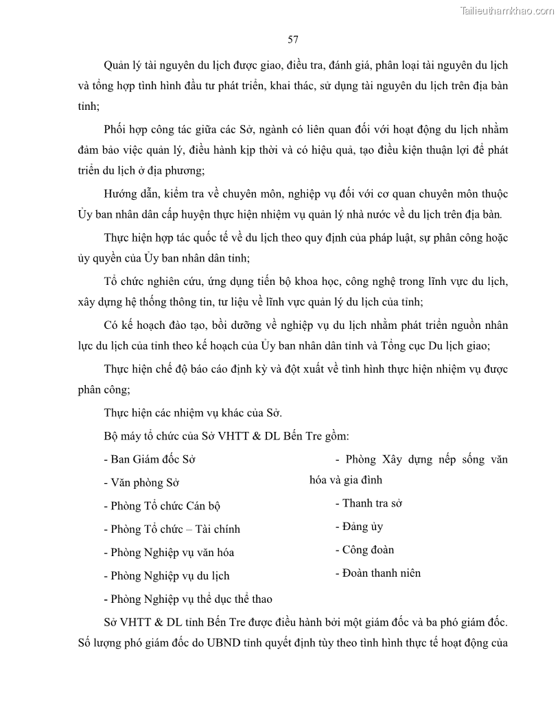 Luận văn thạc sĩ quản lý công Quản lý nhà nước về du lịch trên địa bàn tỉnh Bến Tre - 6 Trang 66