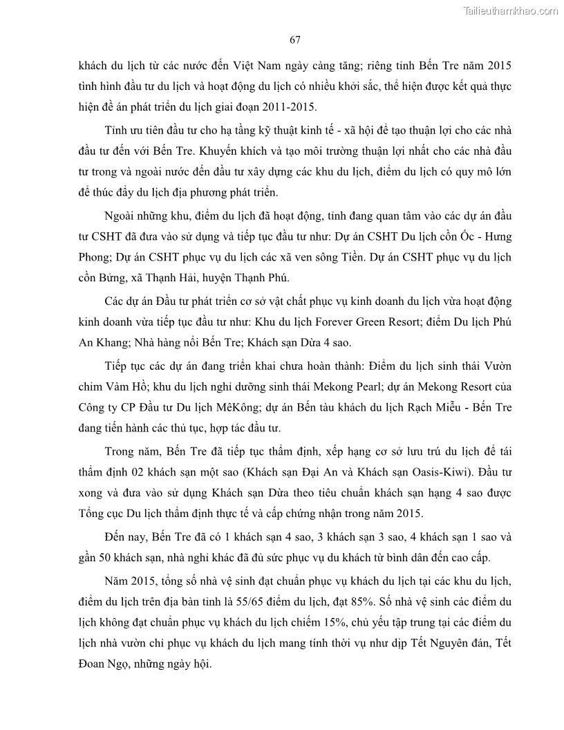 Luận văn thạc sĩ quản lý công Quản lý nhà nước về du lịch trên địa bàn tỉnh Bến Tre - 7 Trang 74