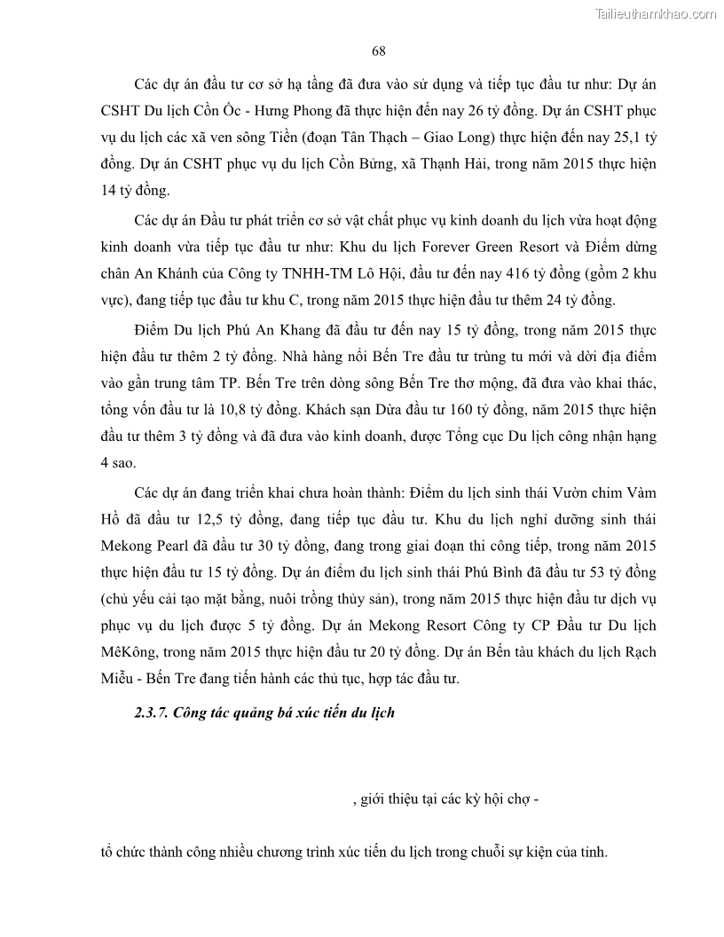 Luận văn thạc sĩ quản lý công Quản lý nhà nước về du lịch trên địa bàn tỉnh Bến Tre - 7 Trang 75