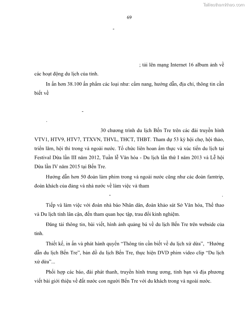 Luận văn thạc sĩ quản lý công Quản lý nhà nước về du lịch trên địa bàn tỉnh Bến Tre - 7 Trang 76
