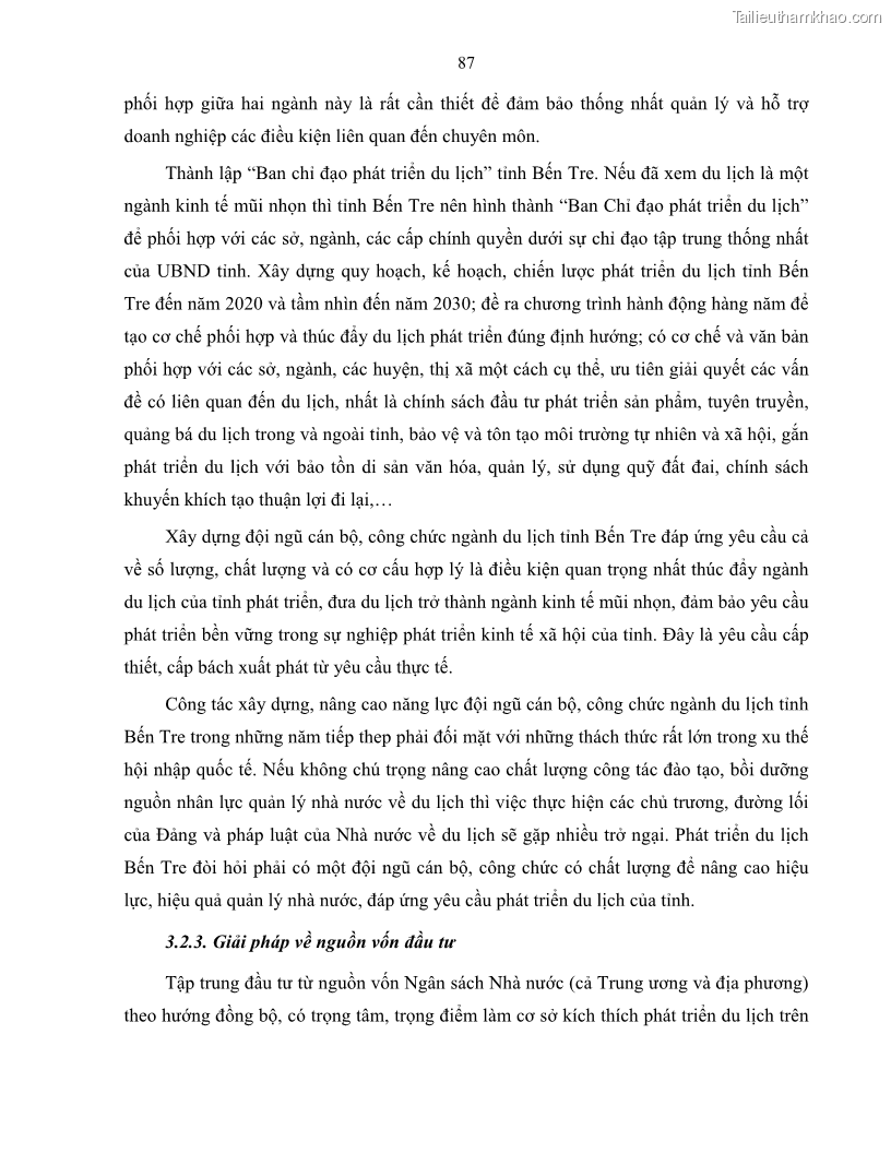 Luận văn thạc sĩ quản lý công Quản lý nhà nước về du lịch trên địa bàn tỉnh Bến Tre - 8 Trang 94