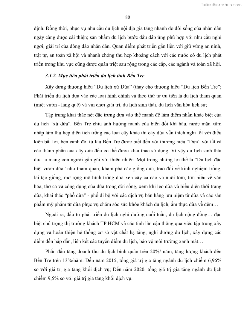 Luận văn thạc sĩ quản lý công Quản lý nhà nước về du lịch trên địa bàn tỉnh Bến Tre - 8 Trang 87