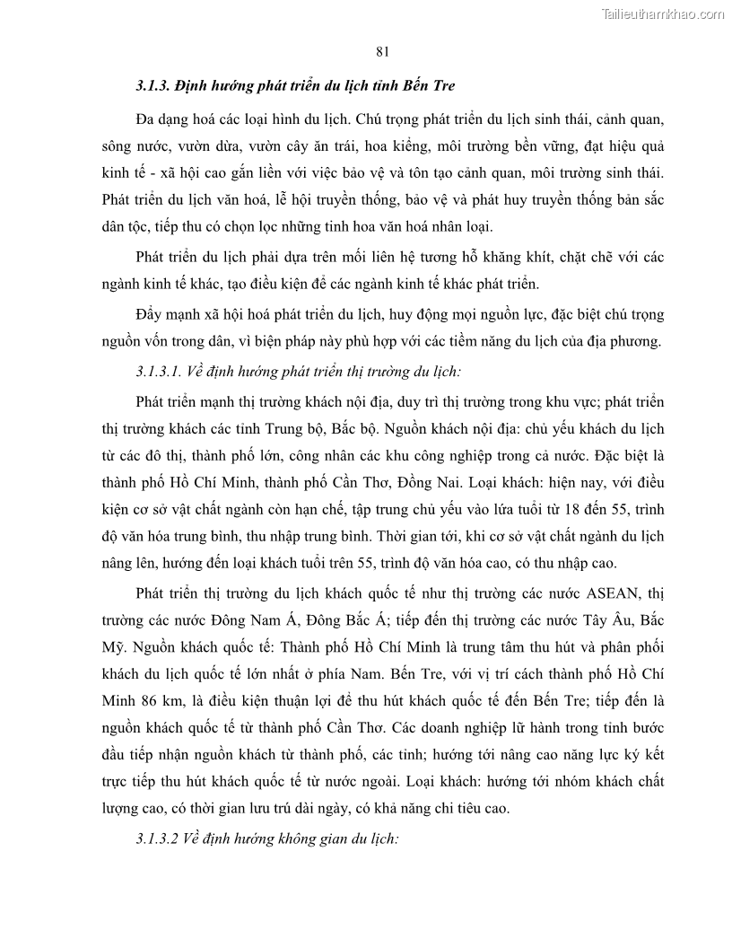 Luận văn thạc sĩ quản lý công Quản lý nhà nước về du lịch trên địa bàn tỉnh Bến Tre - 8 Trang 88