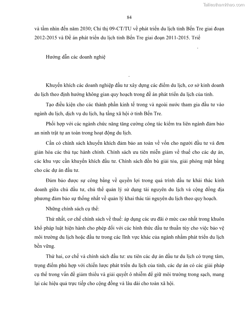 Luận văn thạc sĩ quản lý công Quản lý nhà nước về du lịch trên địa bàn tỉnh Bến Tre - 8 Trang 91