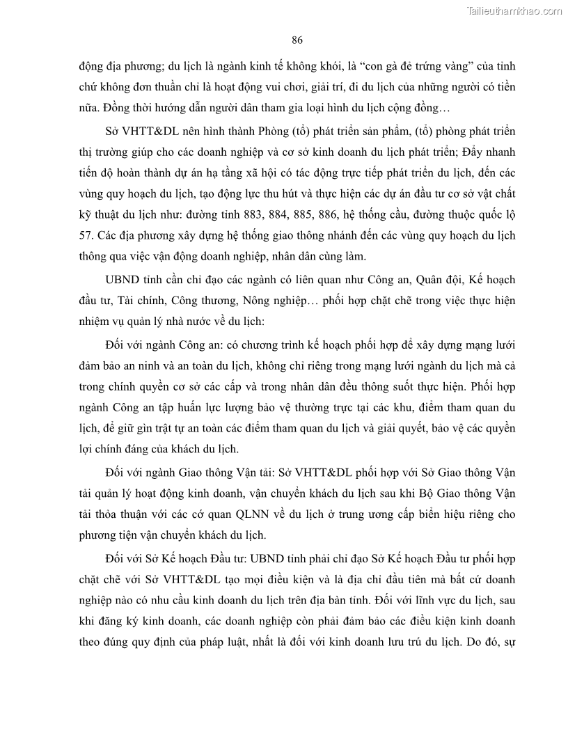 Luận văn thạc sĩ quản lý công Quản lý nhà nước về du lịch trên địa bàn tỉnh Bến Tre - 8 Trang 93