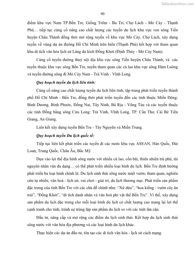 Luận văn thạc sĩ quản lý công Quản lý nhà nước về du lịch trên địa bàn tỉnh Bến Tre - 9 Trang 97