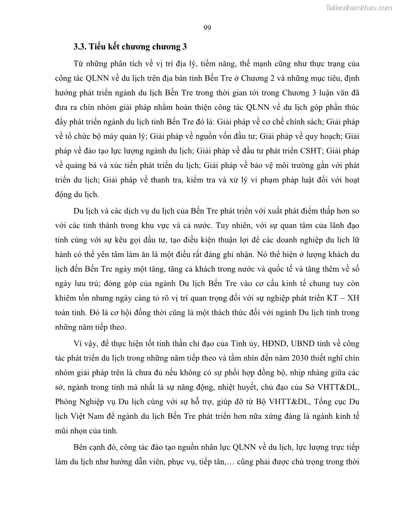 Luận văn thạc sĩ quản lý công Quản lý nhà nước về du lịch trên địa bàn tỉnh Bến Tre - 9 Trang 106