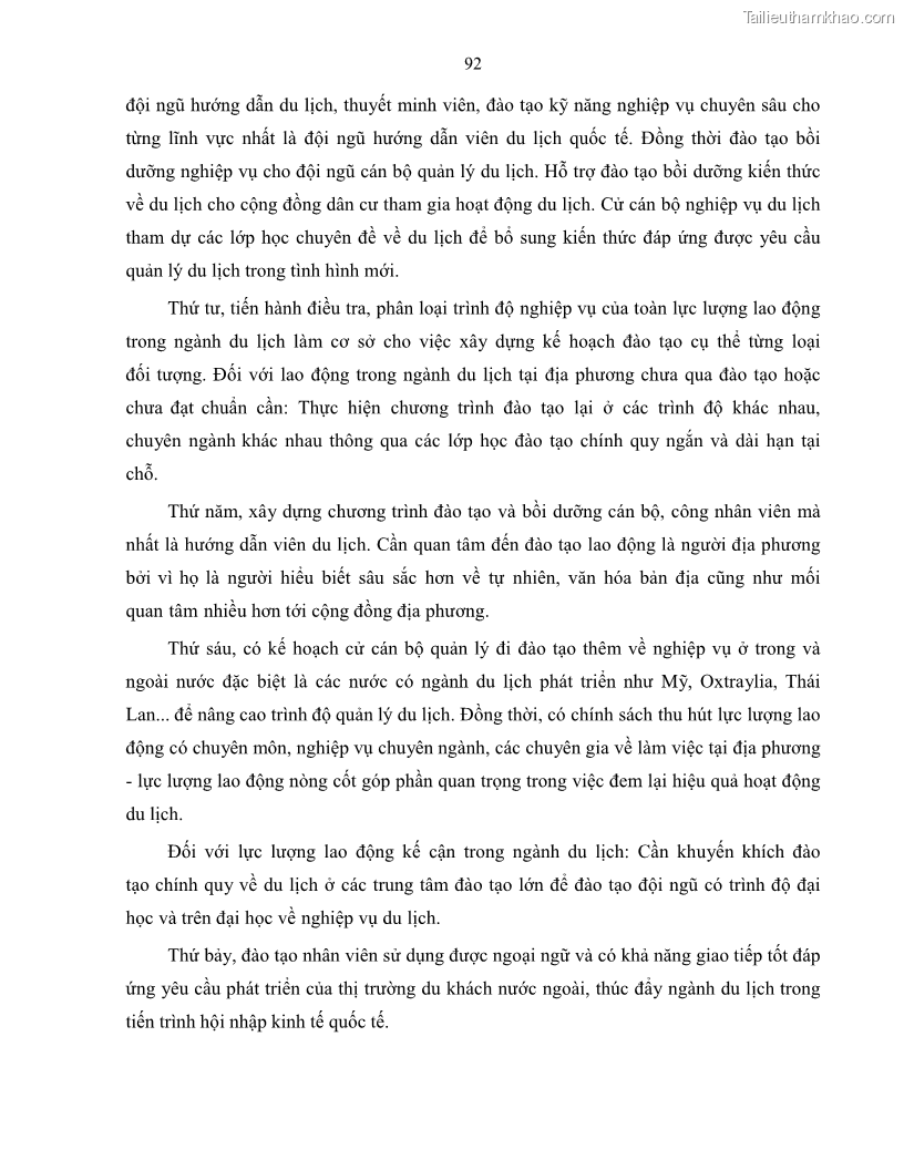 Luận văn thạc sĩ quản lý công Quản lý nhà nước về du lịch trên địa bàn tỉnh Bến Tre - 9 Trang 99