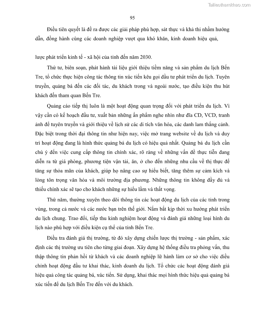 Luận văn thạc sĩ quản lý công Quản lý nhà nước về du lịch trên địa bàn tỉnh Bến Tre - 9 Trang 102