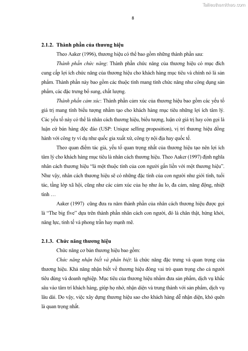 Luận văn thạc sĩ kinh tế Nghiên cứu mối quan hệ các yếu tố cấu thành giá trị thương hiệu du lịch - 2 Trang 16