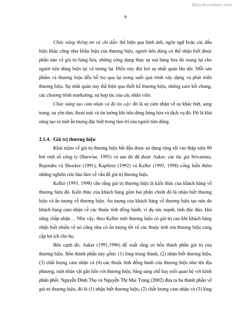 Luận văn thạc sĩ kinh tế Nghiên cứu mối quan hệ các yếu tố cấu thành giá trị thương hiệu du lịch - 2 Trang 17