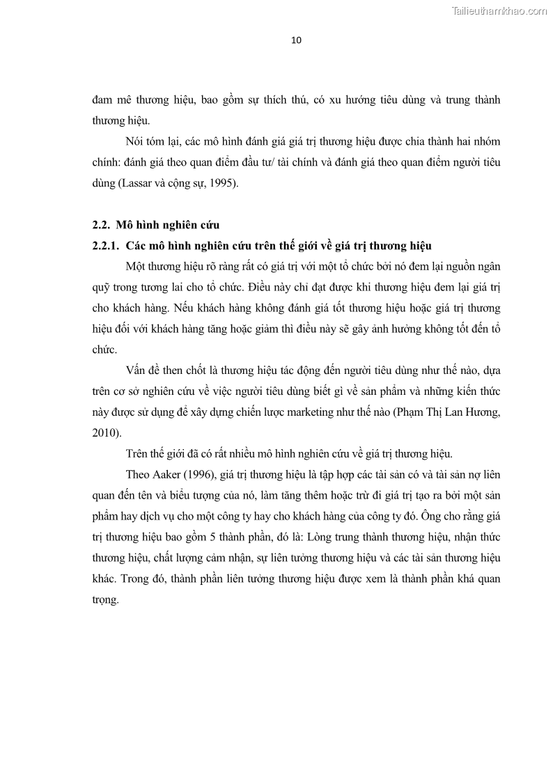 Luận văn thạc sĩ kinh tế Nghiên cứu mối quan hệ các yếu tố cấu thành giá trị thương hiệu du lịch - 2 Trang 18