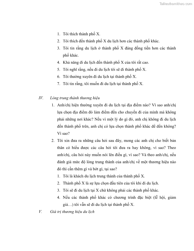 Luận văn thạc sĩ kinh tế Nghiên cứu mối quan hệ các yếu tố cấu thành giá trị thương hiệu du lịch - 7 Trang 82